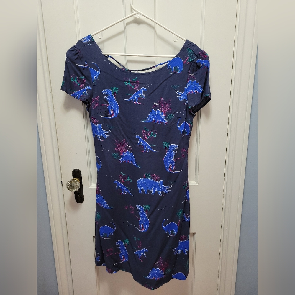 Women's dress, size medium, navy blue with dinosaur print, ModCloth